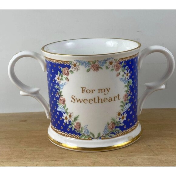 Vintage Double Handle Mug  "For My Sweetheart"  The National Trust English Fine - Picture 1 of 6